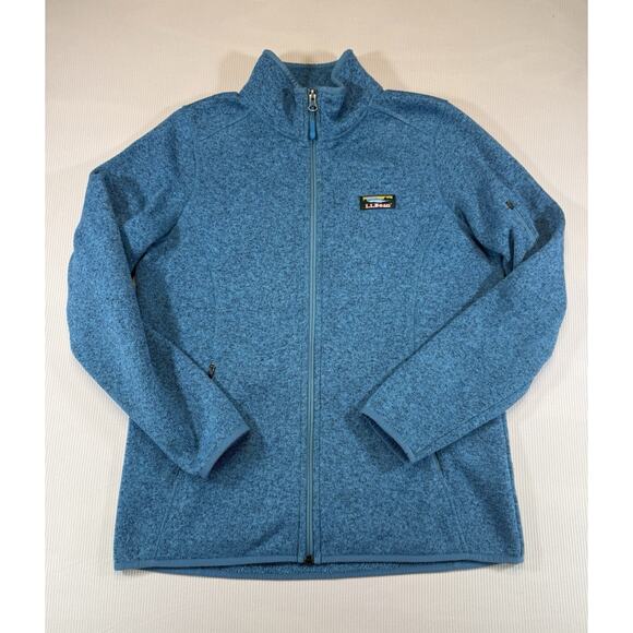 LL Bean Women Sweater Fleece Full Zip Jacket Active Outdoor Gorpcore Size M Teal - Picture 2 of 7